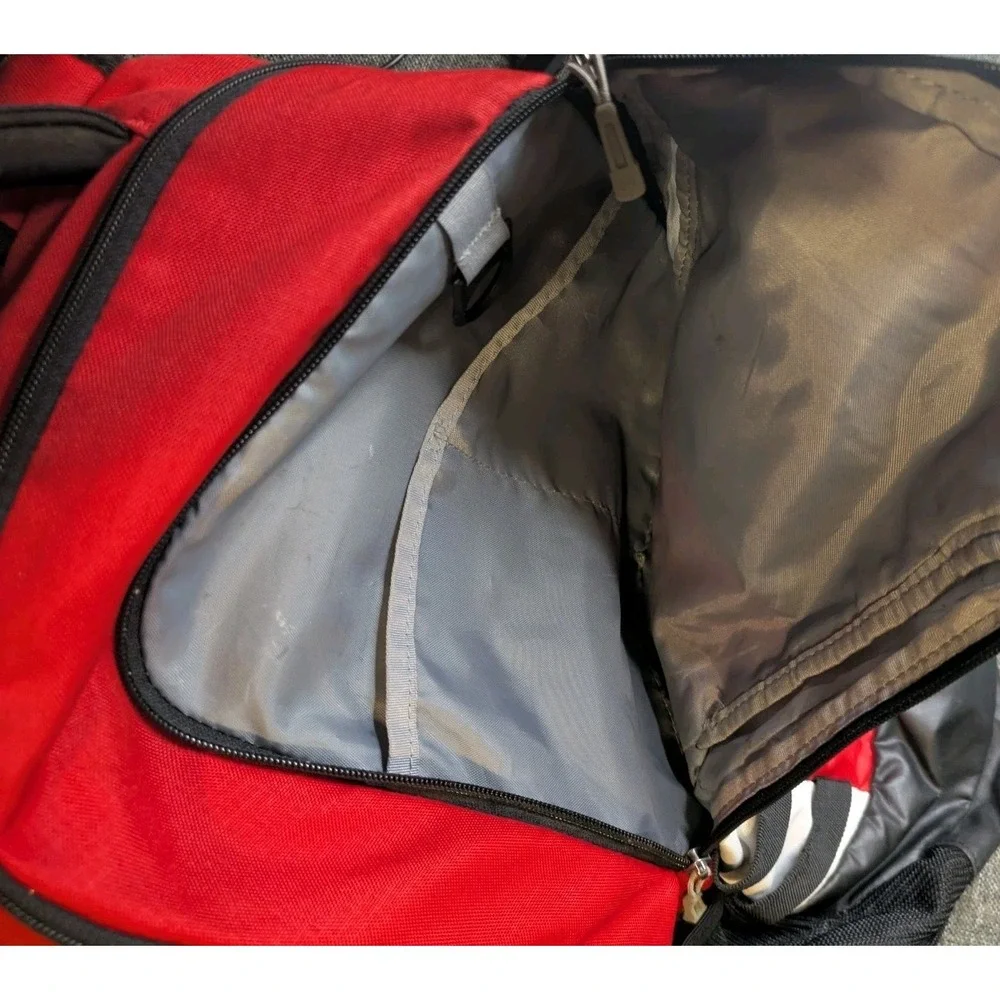 Under Armour Storm Heat Gear Team Hustle Backpack Red Big Logo School Book Bag